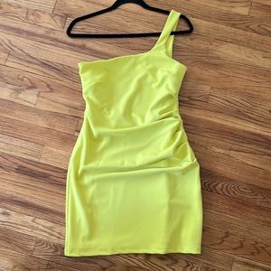 Lime Green One-Shoulder Bodycon Mini Dress
